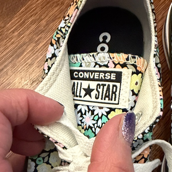 Women’s Converse All Stars Floral Low-Top Sneakers — White Lace Casual Shoes - Picture 2 of 6